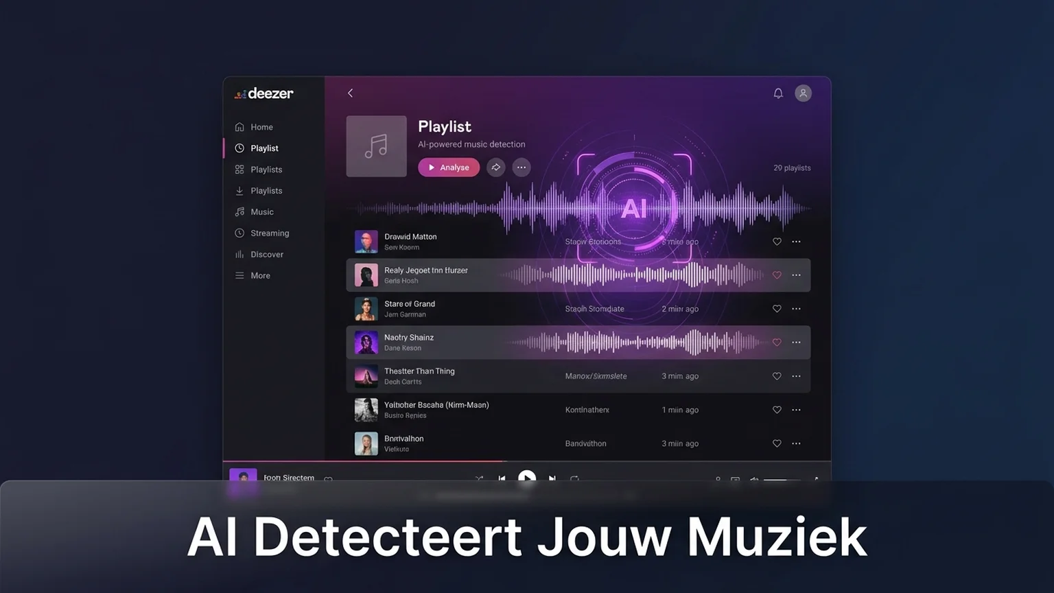 Deezer AI muziekdetectie scant playlists van concurrenten