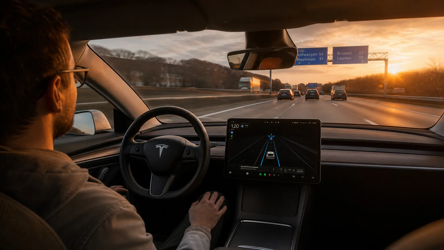 Tesla FSD België uitgerold: handen los op de snelweg